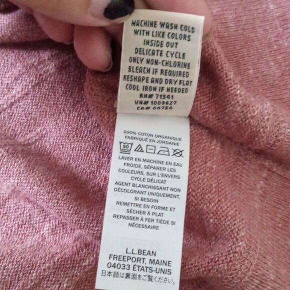 NWOT L.L. Bean Organic Cotton Slub Sweater Crew neck Sweatshirt Red Size Small - Picture 7 of 7